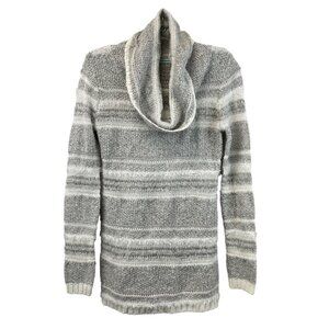 Maurices Womens Cowl Neck Long Sleeve Silver/Multi Stripe Knit Sweater S Shimmer
